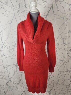 Moda International Angora Wool Blend Knit Cowl Neck Sweater Dress